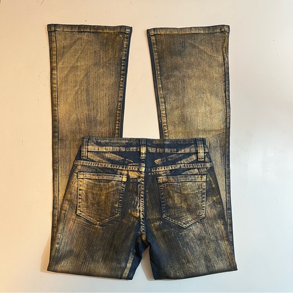 Cache’ Vintage Gold Painted Bootcut Jeans - Size 2 - Picture 6 of 10